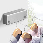BESy Retractable Clothesline ABS case+Aluminum Dryer with Adjustable Stainless Steel Double Rope String Hotel Style Heavy Duty,Wall Mounted Method, 13.8 Feets,Silver