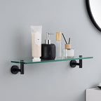 KES Bathroom Glass Shelf with 8 MM-Thick Tempered Glass and SUS 304 Stainless Steel Matte Black Brackets 20-Inch Rectangular Rustproof Storage Organizer Wall Mount, A2021-BK