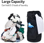 Seiritex Laundry Backpack Bag, Dirty Clothes Travel Laundry Bag with Shoulder Straps for College Dorm Room (Black)