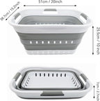 SAMMART 30L (8 gallon) Collapsible 3 Handled Plastic Laundry Basket - Foldable Pop Up Storage Container/Organizer - Space Saving Hamper/Basket (White/Grey)