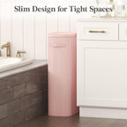 Lifewit 75L Slim Laundry Basket with Lid, Narrow Large Laundry Hamper with Plastic Handles and Removable Bag, Tall Foldable Dirty Clothes Hampers for Laundry Room, Bedroom, Bathroom, Dorm, Pink