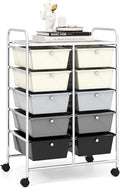RELAX4LIFE Rolling Storage Cart with 10 Drawers - Craft Storage Cart with Lockable Wheels,Utility Cart, Art Cart Organizer for Crafting Storage, Studio, Office, Home, School Rolling Drawer Cart