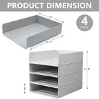 Tiawudi Desk Organizer, Office Organization and Storage, Plastic Letter Tray, Stackable File Organizer for Classroom, Home, Documents, Notes, Folders, Books and Pens, 4 Tier