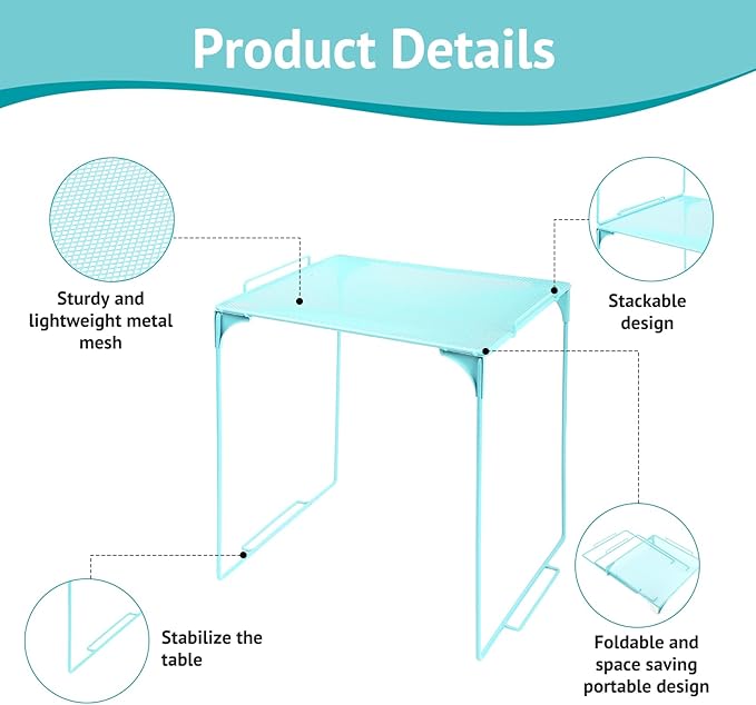 Locker Organizer Shelf Stackable Extra Locker Shelf for School Locker Organizer Storage Cabinet Accessories Suitable for School, Office, and Home use (2, Light Blue)