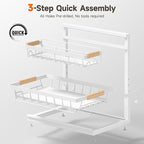 2 Packs Under Sink Organizer, Height Adjustable 3 Tier Under Kitchen Sink Organizer, Multi-Purpose Storage Shelf for Kitchen Bathroom Cabinet (White, Large)