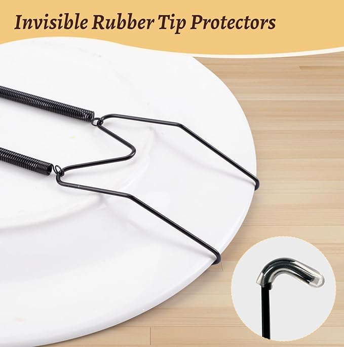 4 Pack Plate Hangers for Wall, Suitable for 9-12 inch Art Plate, Stainless Steel Invisible Heavy-Duty Wire Plate Holder with Wall Hooks, Display Hanger for Decorative Plates/Dishes/Platters(Black)