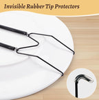 2 Pack Plate Hangers for Wall, Suitable for 6-8 inch Art Plate, Stainless Steel Invisible Heavy-Duty Wire Plate Holder with Wall Hooks, Display Hanger for Decorative Plates/Dishes/Platters(Black)