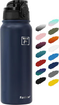 Fanhaw 20 oz Insulated Stainless Steel Water Bottle with Anti-Dust Chug Lid, Leakproof Vacuum Metal Bottle for Kids, Women & Men (Navy Blue)