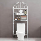 Over Toilet Storage Organizer - 3-Tier Bathroom Shelf Unit with 35.4" Clearance, 55lb Capacity, White Freestanding Metal Rack for Toiletries & Towels
