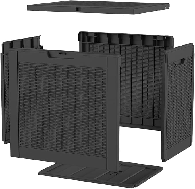 36 Gallon Outdoor Deck Box,Waterproof Resin Outdoor Storage Boxes, Outside Storage Lockable Container for Garden Tools,Indooor Cushions,Accessories (Black)