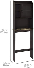 Over The Toilet Storage Cabinet, Storage Cabinet Over Toilet with Door & Adjustable Shelves, Home Space Saver for Bathroom (Brown)