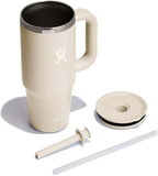 Hydro Flask Travel Tumbler with Handle, Lid and Straw - Insulated Stainless Steel in 24 Oz Oat