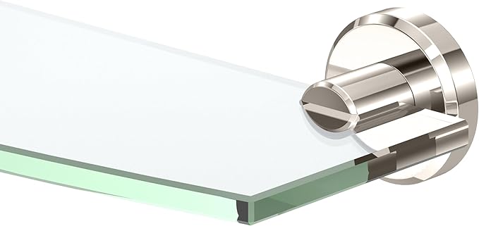 Gatco 5476 Locke Glass Shelf, Polished Nickel/Wall Mounted 20.13" X 5.38" Tempered/Floating Rectangle Glass Shelf for Bathroom