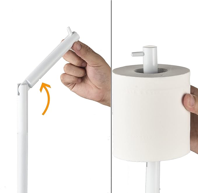 MARMOLUX ACC Free Standing Toilet Paper Holder Stand with Storage for 4 Rolls of Toilet Tissue for Bathroom, Stainless Steel Luxury Modern White Finished 1pc