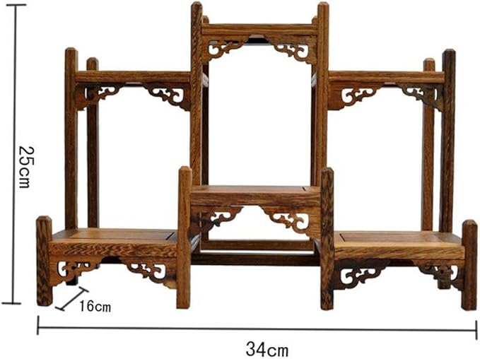 NWFashion Chinese Wooden Assemble Display Stand Symmetric Short Floor Curio Cabinets Shelf (1)