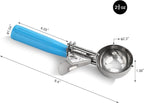 New Star Foodservice 34820 Commercial-Grade Thumb Press Food Disher/Ice Cream Scoop, 18/8 Stainless Steel, 2.75 oz, Size 16, Blue