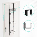 HapiRm Over Door Hat Rack - Wall Mounted Hat Organizer with 6 Hooks and Metal Basket Design, Baseball Cap Organizer Storage Holder Up to 32 Caps for Door, Bedroom, Closet (Black)