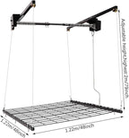 Garage Lifting Storage Rack, 300lbs Adjustable Overhead Garage Storage Rack Heavy-duty 4x4 FT Garages Ceiling Storage Lift Max. Adjustable Height 79in (Satin Black 300Lbs)