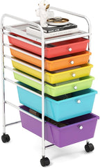GOFLAME 6-Drawer Rolling Storage Cart, Multifunctional Art Craft Organizer Cart, Mobile Utility Storage Cart with Removable Drawers & Lockable Wheels, Craft Cart for Home Office, School, Multicolored