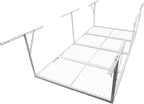 Overhead Garage Storage Rack, Heavy Duty Metal Ceiling Storage System, Adjustable 22"-40" Dropdown, 400/600 LBS Capacity, Maximize Vertical Storage for Garage/Workshop, (White, 3x8FT)