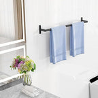 Black Towel Bar, 24 Inch Towel Rack for Bathroom Wall Mounted, Heavy Duty Hand Towel Holder, Space-Saving Bathroom Towel Rack Rod, Single Bar Matte Black