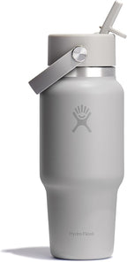 Hydro Flask Travel Water Bottle - Insulated Stainless Steel - Wide Straw Lid, Non Spill, Leakproof in 24 Oz Birch Gray