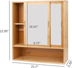 ZYBT Bamboo Bathroom Cabinet,Mirrored Medicine Cabinets,Bathroom Cabinet Wall Mounted with Storage,Medicine Cabinets with Mirror,Over The Toilet Storage with 2 Sliding Doors