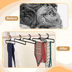 AHANDMAKER 10Pcs Plastic Hanger, Scarf Hanger Black Rectangular Towel Holders Space Saving Scarf Organizer Hooks Closet Organizers and Storage for Ties Scarves Belts, 7.6x3Inch