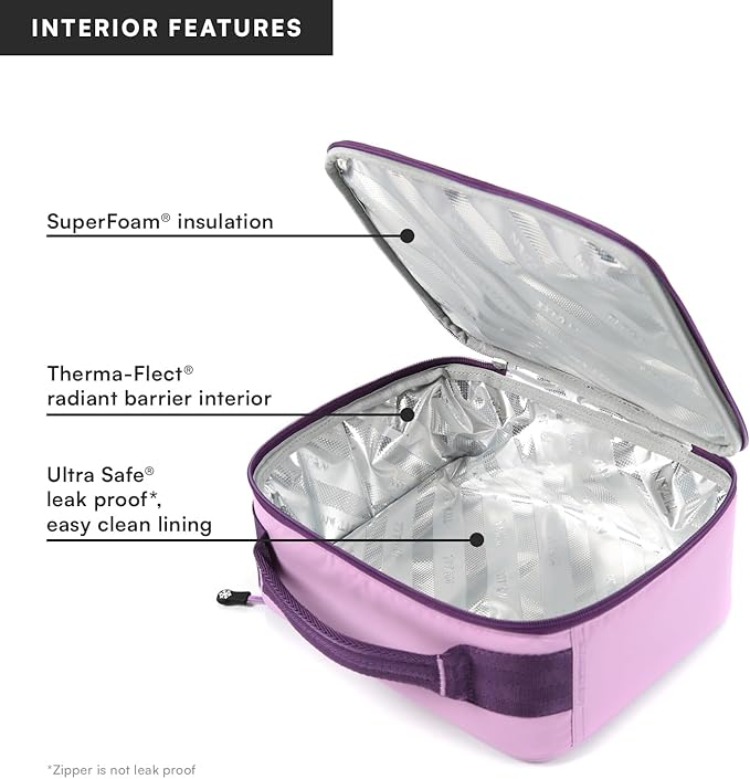Titan by Arctic Zone Fridge Cold Lunch Box with 2 Gel Ice Packs, Small Insulated Cooler Bag with Leak Proof Lining for School and Work, Lavender