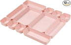 Backerysupply Set Of 12 Pink Color Plastic Desk Drawer Organizers For Makeup Bathroom Office Kitchen Vanity Drawer Storage Box Container