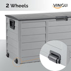 VINGLI 75 Gallon Outdoor Storage Box, Lockable Plastic Storage Containers with Lid, Patio Deck Box Furniture for Garden, Pool, Balcony, Yard (Grey)