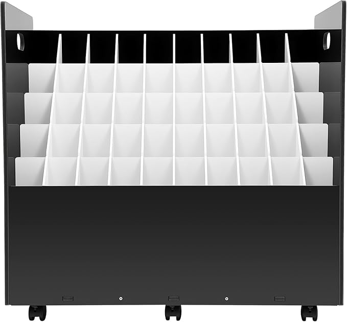 Blue Print Storage Organizer - Mobile Roll File Cart,50 Slots Mobile Blueprint Storage Rack Cart, Blueprint Cabinet with Wheelsm, Large Capacity Blueprint Storage Cart for Office and Home (50 Slots)