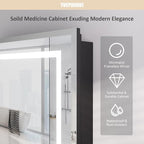 20X30 Inch Recessed Lighted Medicine Cabinet with Mirror, Adjustable 3-Color LED Mirrored Medicine Cabinet with Brightness Dimming, Defogger, Bathroom Mirror with Storage