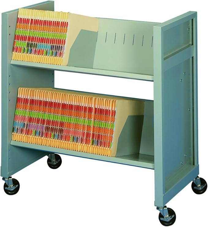 Datum Storage Mini File Cart(Fits under counter/desk) 2 Letter/Legal Size Shelves, Light Gray
