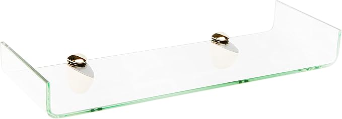 Spancraft Glass Osprey8x32-Brass Osprey Bent Glass Shelf, Brass Bracket, 8" x 32"