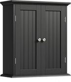 ChooChoo Bathroom Wall Cabinet, Over The Toilet Space Saver Storage Cabinet, Medicine Cabinet with 2 Door and Adjustable Shelves, Cupboard, Black