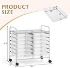 GOFLAME 12-Drawer Rolling Storage Cart, Multifunctional Art Craft Organizer Cart, Mobile Utility Storage Cart with Removable Drawers & Lockable Wheels, Craft Cart for Home Office School, Clear