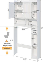 Over The Toilet Storage Cabinet, Over Toilet Bathroom Organizer, Bathroom Storage cabinets with Anti Tipping Devices, Storage cabinets with Toilet Paper Holders, for Bathroom, Laundr（White）