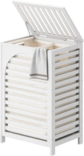FILWH Laundry Hamper with Lid (16.9 * 13 * 26.5inches) Large Bamboo Laundry Bin Basket 85L Clothes Hamper with 1 Removable Bag Storage baskets for Bathroom (White)