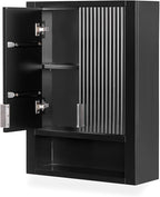 ARIEL Milan Bathroom Wall Cabinet 31" H x 23.1" W x 8" D - Open Shelf - Black