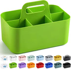 Multiuse Caddy Organizer with Handle - Stackable Plastic Tote Bin - Art Craft Supplies, Office, Desk, Stationery Pen Holder, Kitchen, Utensil, Makeup, Bathroom, Shower, Cleaning, Dorm Organizer -Green