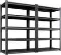 2 Pack Heavy Duty 5-Tier Garage Shelving Unit (2500 LBS Capacity)–71.2"H x 35"W x 16"D Adjustable Metal Storage Rack, Industrial Steel Utility Shelves for Garage, Pantry, Warehouse, and Basement Black