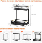 2 Pack 2 Tier Under Sink Organizer and Storage for Bathroom and Kitchen - Under Cabinet Pull Out Shelf Organizers - Sliding Out Drawer Organization for Home Cabinets Shelves and Drawers