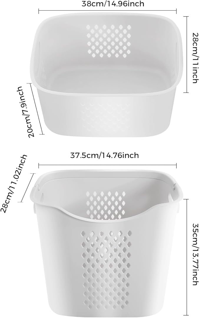 3 Tier White Laundry Baskets, 360° Pulley Design Laundry Sorter Cart, Wash Clothes Storage Basket Organizer, Clothes Basket Organizer for Kitchens, Bathrooms, Bedrooms