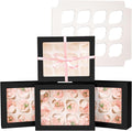 Bakepacker 12 Cupcake Containers 20-Packs Black Cupcake Box Cupcakes Carrier, 12 Cupcake Boxes with Window 13"x10"x3.5"（Auto-pop up）