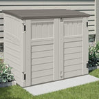 Suncast 3 Pack 34 Cu Ft Capacity Horizontal Outdoor Storage Shed for Garbage Cans, Garden Accessories, Backyard, and Patio Use, Vanilla