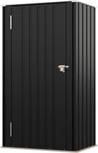 Devoko 22 Cuft Lockable Metal Storage Shed, Vertical Indoor Outdoor Tool Cabinet with Non-Adjustable Shelves for Patio Garden Backyard, Black