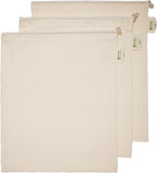Simple Ecology Reusable Grocery Produce Shopping and Storage Bags, Organic Cotton Muslin, Large 3 pack