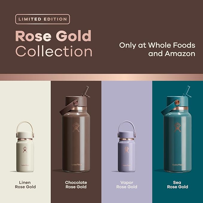 Hydro Flask Micro Bottle - Leak Proof Purse or Pocket Flask - Insulated Mini Water Bottle 6.7 Oz Sea Rose Gold