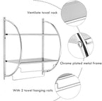 Tangkula Wall Mount 2 Tier Bathroom Shelf with Bars, 18" W X 10" D X 22" H, Home Toilet Double Layer Rustproof Chrome Shelf